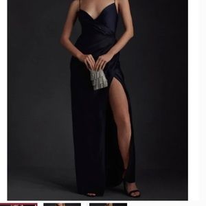 NWT BHLDN Freya Satin Charmeuse Dress-Midnight